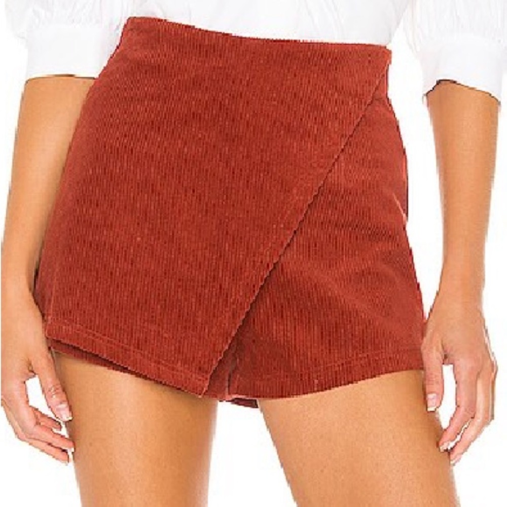 superdown Rust Corduroy Wrap Skort